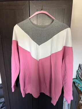 Women's Pink Colorblock Pullover Sweatshirt